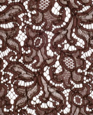 Doku dantel kumaş. dantel beyaz arka plan stüdyo üzerinde. ince kumaş iplik veya iş parçacığı yapılmış. genellikle bir pamuk veya ipek, döngü, büküm veya desenleri iplik örgü tarafından yapılmıştır