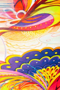 Kumaş renkleri soyutlama, sarı, mavi, mavi, kırmızı çizgiler bir deseni ile. Fotoğraf stüdyosu