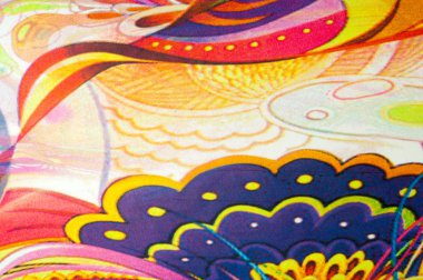 Kumaş renkleri soyutlama, sarı, mavi, mavi, kırmızı çizgiler bir deseni ile. Fotoğraf stüdyosu