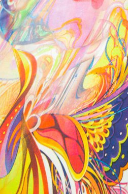 Kumaş renkleri soyutlama, sarı, mavi, mavi, kırmızı çizgiler bir deseni ile. Fotoğraf stüdyosu