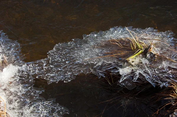 Textura Hielo congelado en un charco —  Fotos de Stock