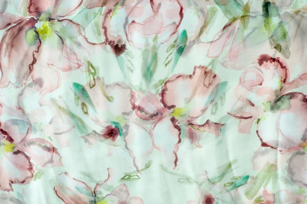 Fabric hedvábná textura, abstraktní květy — Stock fotografie