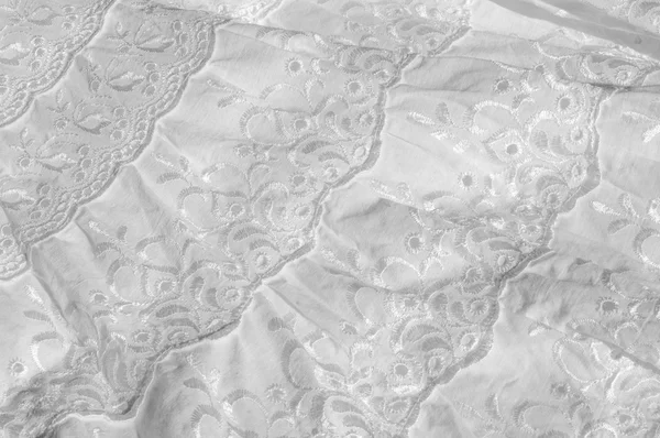 Tejido de algodón blanco, con patrones — Foto de Stock