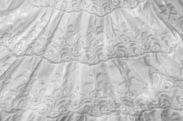 White cotton fabric, with patterns — Stock Photo, Image