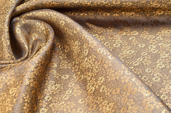 Silk fabric texture, color Light Goldenrod Yellow, with small fl