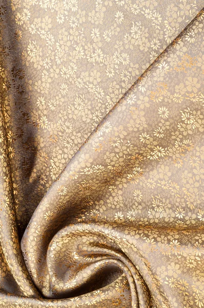 Silk fabric texture, color Light Goldenrod Yellow, with small fl — Stock Photo, Image