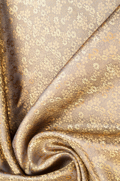 Silk fabric texture, color Light Goldenrod Yellow, with small fl