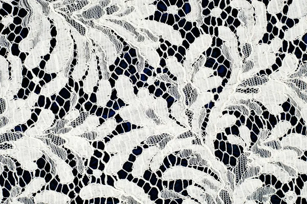 Textura krajky tkanina. krajka na bílém pozadí studio — Stock fotografie