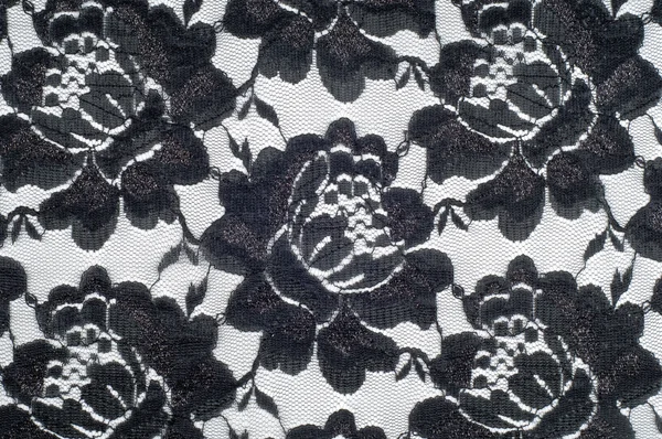 Lace Black White Fabric Fine Open Fabric Typically One Cotton — Stock Photo, Image