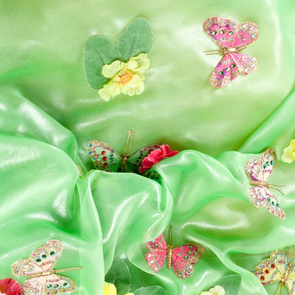 Texture Fabric Green Yellow Red Ball Gown Photography Studio — Stock Photo, Image