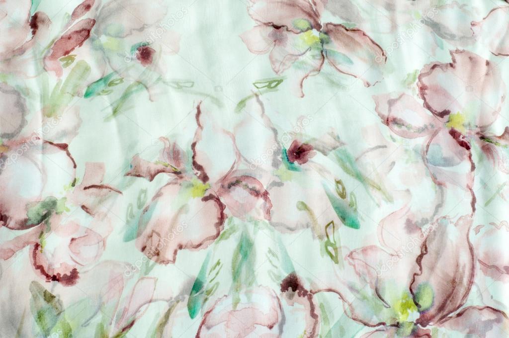 Fabric silk texture, abstract flowers