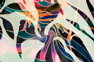 Kumaş ipek doku. soyut resim. bstract dalga deseni ipek batik üzerinde. iyi, güçlü, yumuşak, parlak elyaf koza yapımında silkworms tarafından üretilen ve iplik yapmak için toplanan