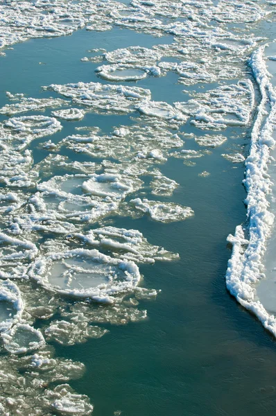 First Frost Formation Ice River Ili Kazakhstan Kapchagai Bakanas — Stock Photo, Image