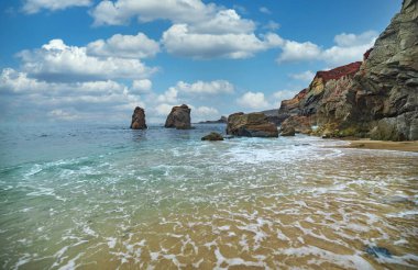 Güzel manzara, sahil ve koy, Garrapata Eyalet Parkı, Big Sur, California, ABD