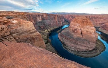 Arizona meander Horseshoe Bend of the Colorado River, in Glen Canyon, beautiful landscape, picture for a postcard, big board, travel agency clipart