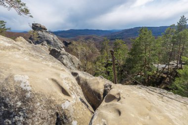 Yaz manzarası, Dovbush Ukrayna 'daki Karpatlar' da sallanıyor. Dağlara yolculuk..