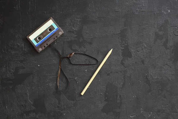 Dit Toont Een Bekend Probleem Met Ouderwetse Compacte Cassettes Tape — Stockfoto