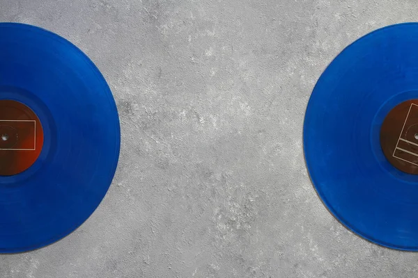 Голубая Виниловая Пластинка Каменном Фоне Стиль Ретро Вид Сверху — стоковое фото