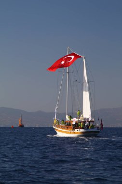 Bodrum, Türkiye, 18 Ekim 2016: Bodrum Yelkenli Kupası, Gulet Tahta Yelkenli ve yelkenli yarışı.