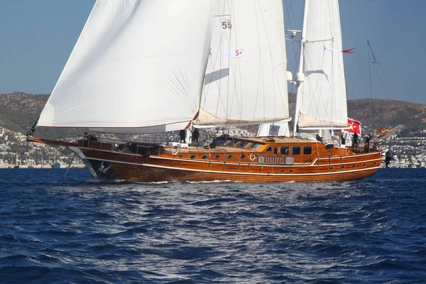 Bodrum Turquia Outubro 2016 Bodrum Sailing Cup Gulet Wooden Sailboats — Fotografia de Stock