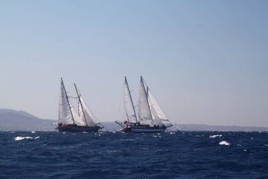 Bodrum, Türkiye, 18 Ekim 2016: Bodrum Yelkenli Kupası, Gulet Tahta Yelkenli ve yelkenli yarışı.