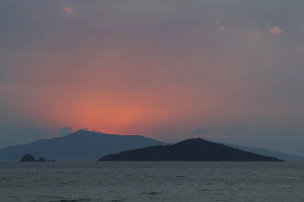 Cidade Costeira Turgutreis Pôr Sol Espetacular — Fotografia de Stock