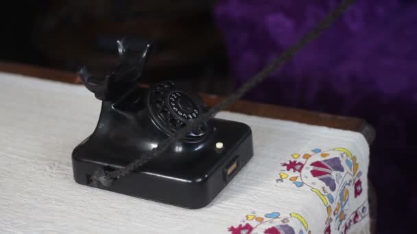 Marcando Com Telefone Rotativo Retro Mulher Escritório Marca Telefone Antigo — Vídeo de Stock