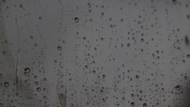 Close Rain Falls Glass Front Car Water Drop Glass Dalam — Stok Video