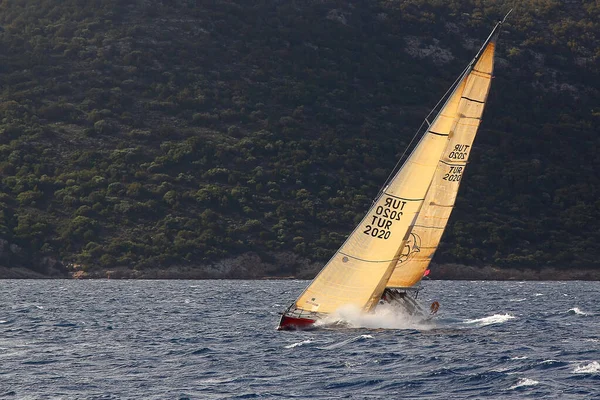 Bodrum Turquie Décembre 2017 Voiliers Naviguant Par Temps Venteux Dans — Photo