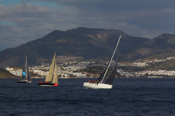 Bodrum Turchia Dicembre 2017 Barche Vela Navigano Con Vento Nelle — Foto Stock