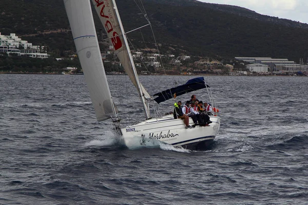 Bodrum Türkei Dezember 2017 Segelboote Segeln Bei Windigem Wetter Den — Stockfoto