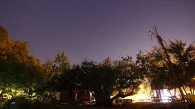 Gece gökyüzünde hareket eden yıldız izleri zamanlaması.