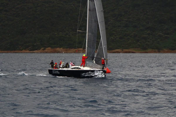 Bodrum Turchia Gennaio 2018 Barche Vela Navigano Con Vento Nelle — Foto Stock
