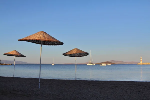 Slunečníky Pláži Turgutreis Bodrum — Stock fotografie