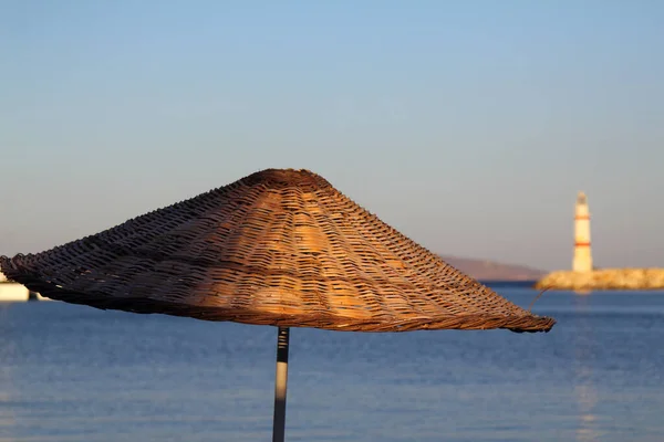 Beach Umbrellas Beach Turgutreis Bodrum — Stock Photo, Image