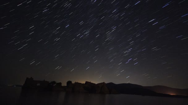 Timelapse Trilhas Estrelas Movimento Céu Noturno Uma Vista Das Estrelas — Vídeo de Stock