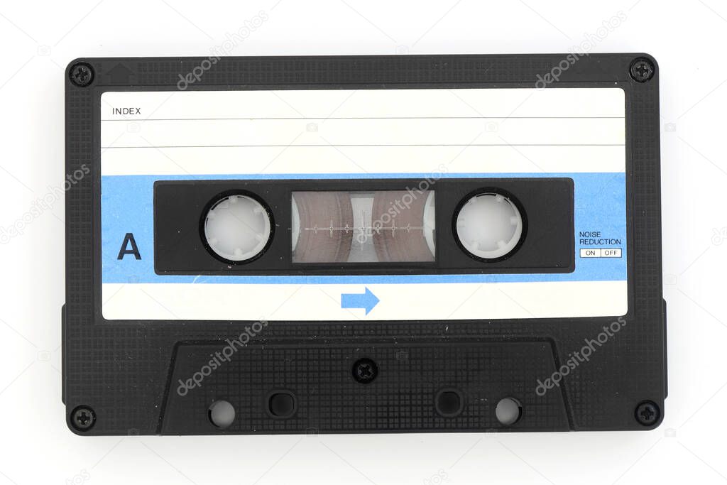 White Retro Audio Tape isolated on white background