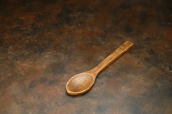 Wooden Spoon Rusty Background Wooden Dishes Isolate Rusty Background — Stock Photo, Image