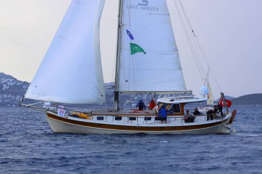 Bodrum, Türkiye, 22 Ekim 2025: Bodrum Yelkenli Kupası, Gulet Tahta Yelkenli ve yelkenli yarışı.