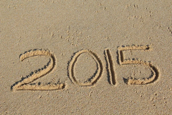 2015 napsaný v písku — Stock fotografie