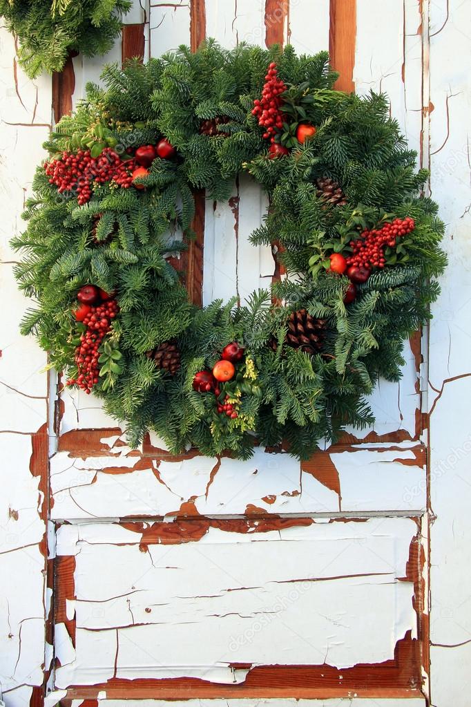 Christmas wreath of evergreen and berries