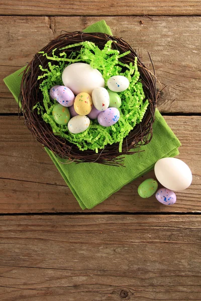 Easter eggs in a nest — Stock Photo, Image