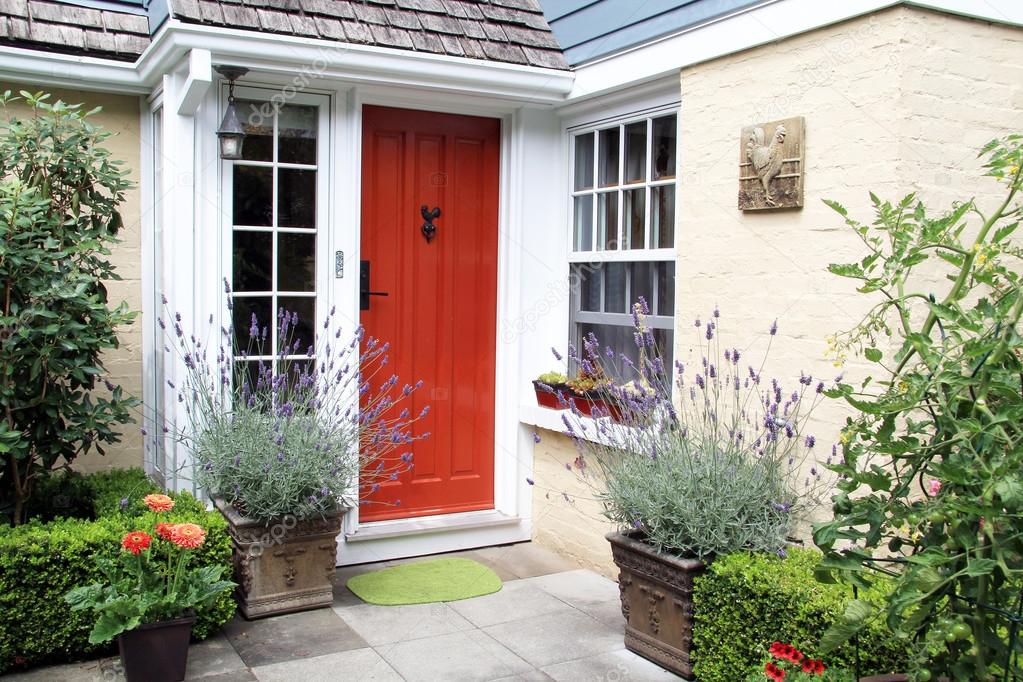 Charming red front door