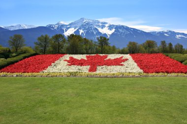 Canada flag and mountains clipart