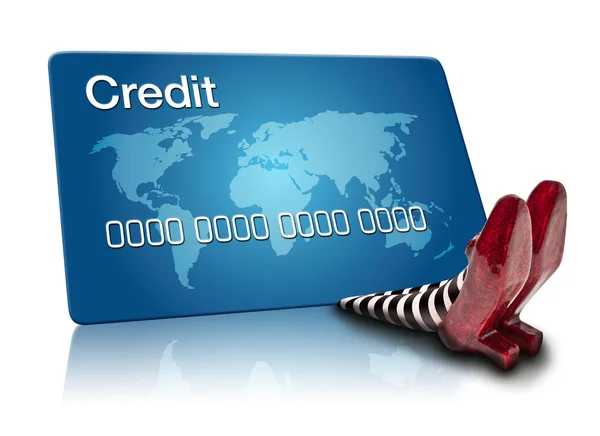 Bruxa Wicket caindo em um cartão de crédito Fotos De Bancos De Imagens