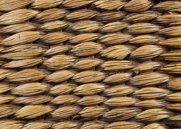 Плетеная соломенная корзина, подробности крупным планом, текстура плетеной плетеной древесины как фон — стоковое фото
