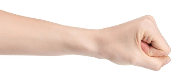 Γυναίκα Καυκάσια Χέρια Απομονώνονται Λευκό Φόντο Δείχνει Διαφορετικές Χειρονομίες Γυναίκα — Φωτογραφία Αρχείου
