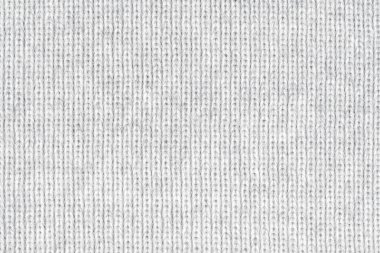 Örgü yün kumaş arka planının beyaz doğal dokusu. Beyaz örgü, pamuk kumaş, dokuma bezi dokusu. Kapat.