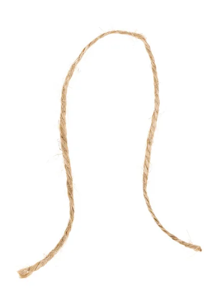 Шматок Коричневого Шпагату Ізольовано Білому Тлі Мотузка — стокове фото