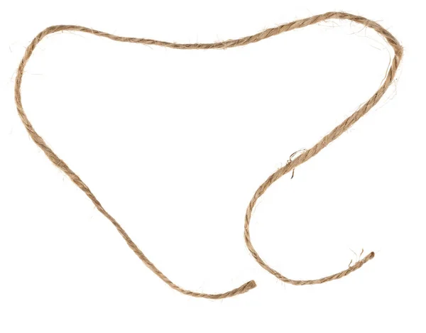 Kawałek Brązowego Sznurka Odizolowany Białym Tle Lina — Zdjęcie stockowe